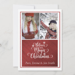 信じChristmas Photo Card魔法 シーズンカード