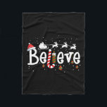 信じChristmas Santa Clausトナカイ フリースブランケット<br><div class="desc">信じChristmas Santa Claus Reindeer Candy Capeクリスマス</div>