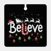 信じChristmas Santa Clausトナカイ メタルオーナメント (正面)