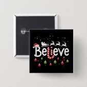 信じChristmas Santa Clausトナカイ 缶バッジ (正面&裏面)