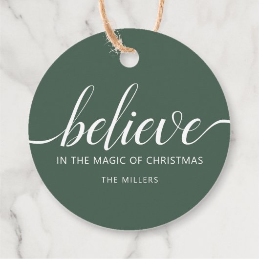 信じChristmas Script Green フェイバータグ (裏面)