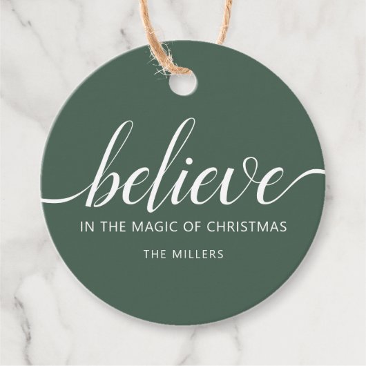 信じChristmas Script Green フェイバータグ (正面)