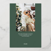 信じChristmas Script Photo Green 箔シーズンカード (裏面)