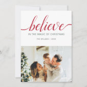 信じChristmas Script Photo White Holiday Card シーズンカード (正面)