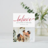 信じChristmas Script White Photo シーズンポストカード (スタンド正面)