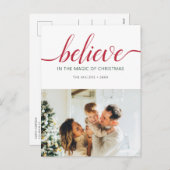 信じChristmas Script White Photo シーズンポストカード (正面/裏面)