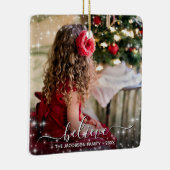 信じChristmas Sparklesフォトオーバーレイかわいらし セラミックオーナメント (右)