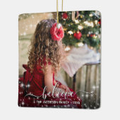 信じChristmas Sparklesフォトオーバーレイかわいらし セラミックオーナメント (左)