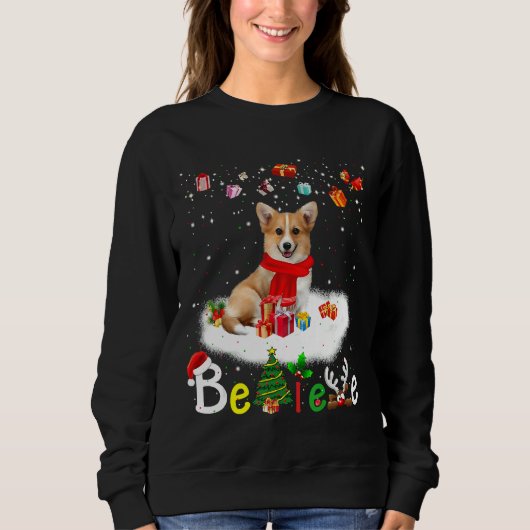 信じCorgi Dogクリスマス スウェットシャツ (正面)