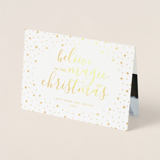 信じHoliday Photo Card | 金実在箔の星 箔カード (正面)