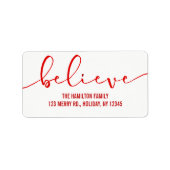 信じHOLIDAY RED Hand Lettered Script ラベル (正面)