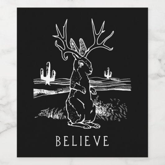 信じJackalope Cryptid Rabbit Bunny Apparel ワインラベル (シングルラベル)