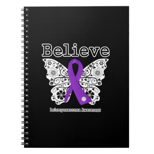 信じLeiomyosarcoma Cancer Butterfly ノートブック (正面)