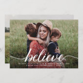 信じMerry Christmasモダン Photo シーズンカード (正面/裏面)