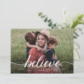 信じMerry Christmasモダン Photo シーズンカード (スタンド正面)