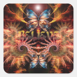 信じOm-Fractal感動的 Art スクエアシール