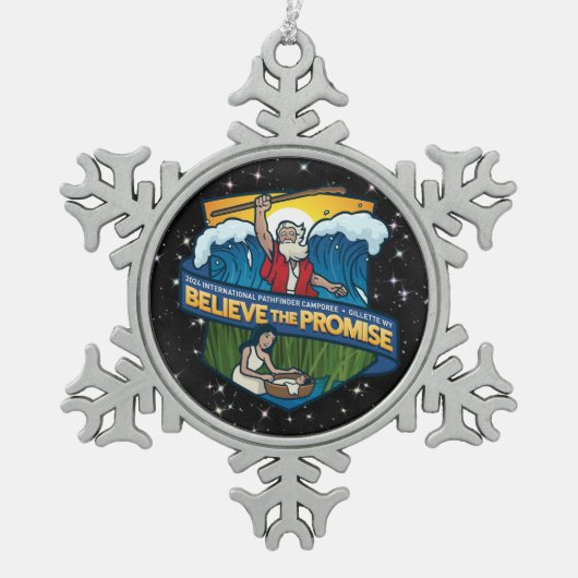 信じPromise Snowflake Framedオーナメント スノーフレークピューターオーナメント (正面)