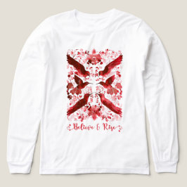 信じRise感動的 - Red Linocut Bird トライブレンドＴシャツ