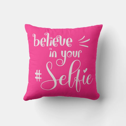 信じSelfie Script White Pink クッション (裏面)