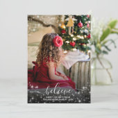 信じSparkle Stars Photo Gray Christmas シーズンカード (スタンド正面)