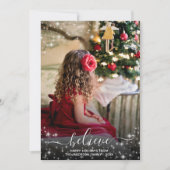 信じSparkle Stars Photo Red Christmas シーズンカード (正面)
