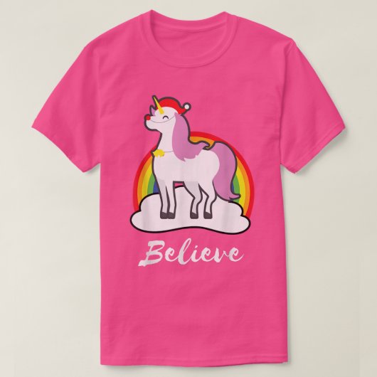 信じUnicornクリスマス Tシャツ (デザイン正面)