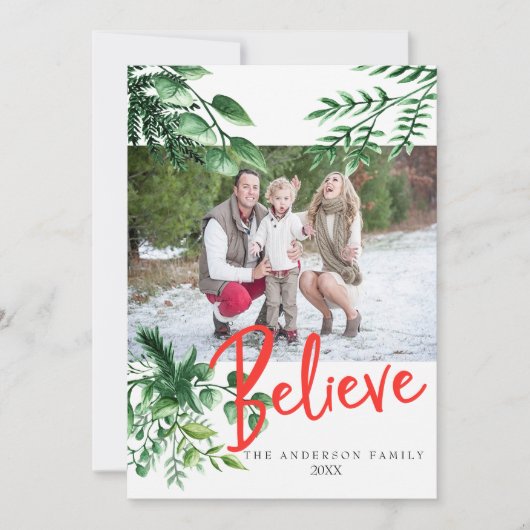 信じWinter Greens Photo Holiday Card シーズンカード (正面)
