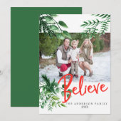 信じWinter Greens Photo Holiday Card シーズンカード (正面/裏面)