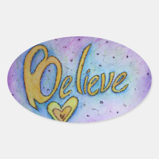 信じWord Artのステッ感動的クデカール 楕円形シール (正面)