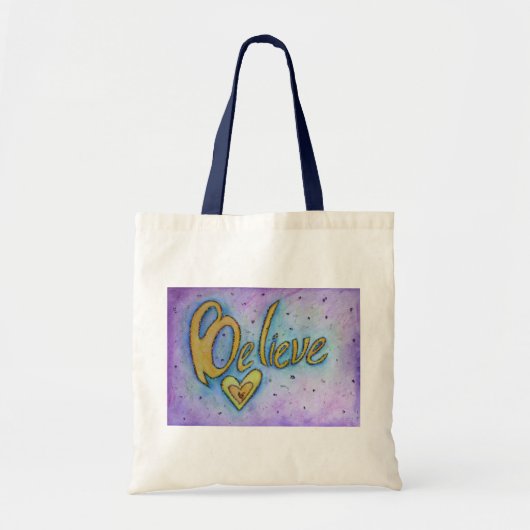信じWord Art感動的 Tote Bag トートバッグ (正面)
