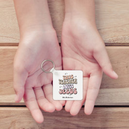 信パーソナライズされた念レトロ先生評価 キーホルダー