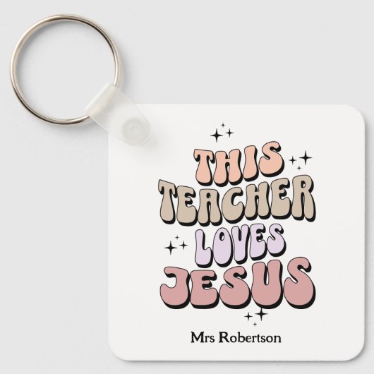 信パーソナライズされた念レトロ先生評価 キーホルダー (正面)