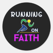 信ランニング教クリスチャンのランナー ラウンドシール (正面)
