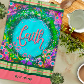 信仰かわいらしフローラあなたの名前のplaidスタイリッシュ キッチンタオル