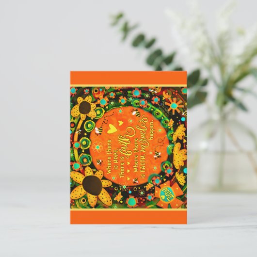 信仰かわいらしフローラ(昆虫)マルハナバチイレリン ポストカード (スタンド正面)