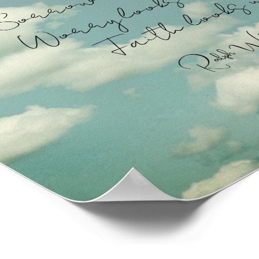 信仰がエマーソン感動的引用文空を見上げる ポスター (角)