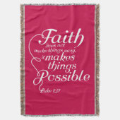 信仰が可能にする – 白 スローブランケット (正面縦)