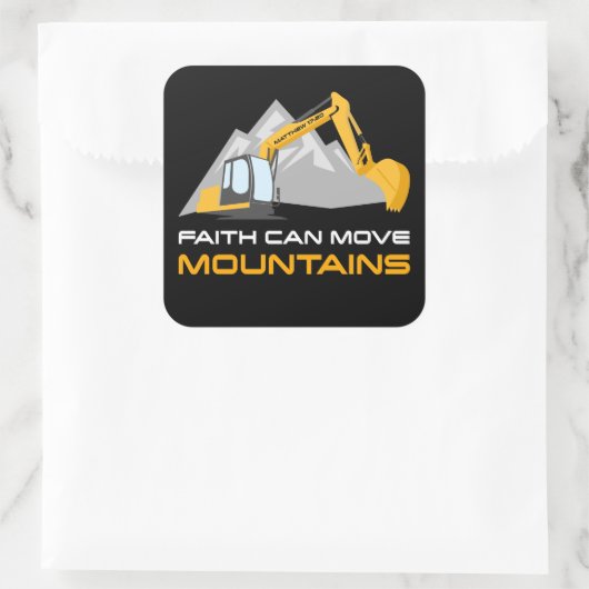 信仰が山を動かすことができる – 子供と大人のクリスチャン スクエアシール (バッグ)