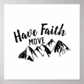 信仰が山を動かすキリスト教のワードアート ポスター (正面)