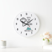 信仰が山を動かすキリスト教の聖書引用文 ラージ壁時計 (ホーム)