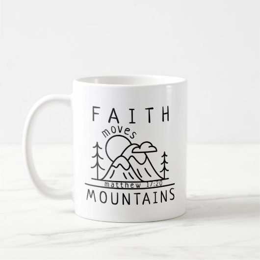 信仰が山を動かすマタイ17:20クリスチャン コーヒーマグカップ (左)