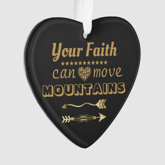 信仰が山を黒く動かすことができる金ゴールド オーナメント (正面)
