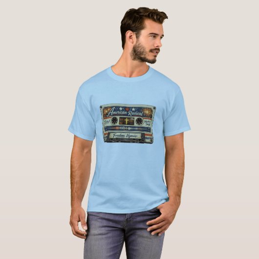 信仰が自由を導く キリスト教愛国デザイン Tシャツ (正面フル)