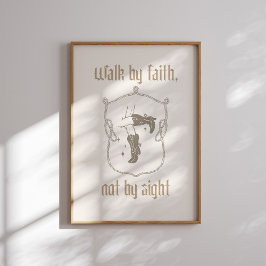 信仰で歩くNot by Sight Western女性のカーボーイ聖書 ポスター