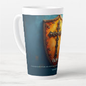 信仰とエペソの盾6:16 カフェラテマグ (左アングル)