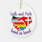 信仰とプライドハンドインハンドレインボープライドクロス セラミックオーナメント (左)