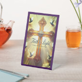 信仰と光のクリスチャン感動的サイン 台座サイン (インサイチュ)