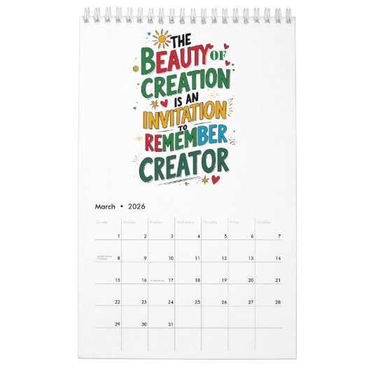 信仰と反射 – 感動的創造 カレンダー (3月 2026)