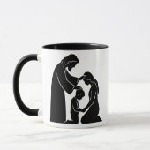 信仰と家庭の母と子賛美は神による マグカップ (左)