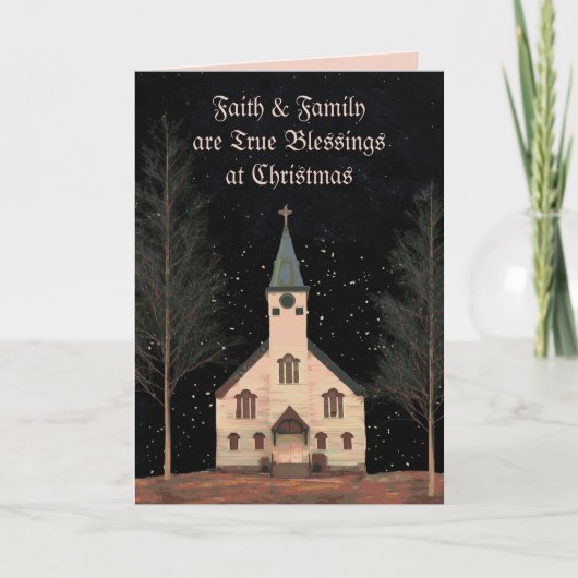 信仰と家族のクリスマスカード サンキューカード (正面)
